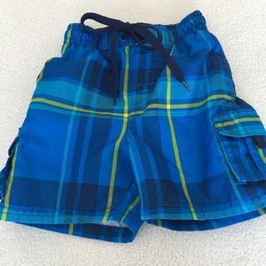 Blue Plaid Swim Trunks